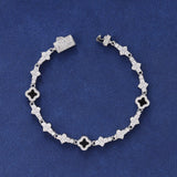 BLACK HONEYCOMB CLOVER BRACELET - SILVER PLATED