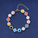 GEMSTONE FLOWER BRACELET – SILVER PLATED