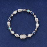 6MM BLUE GEMSTONE BRACELET – SILVER PLATED