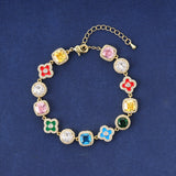 GEMSTONE FLOWER BRACELET – GOLD PLATED
