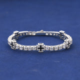 BLACK CROSS TENNIS BRACELET – SILVER PLATED