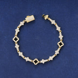 BLACK HONEYCOMB CLOVER BRACELET - GOLD PLATED