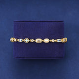 6MM BLUE GEMSTONE BRACELET – GOLD PLATED