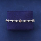 RED HONEYCOMB CLOVER BRACELET - SILVER PLATED