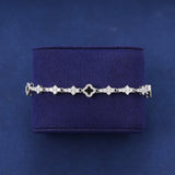 BLACK HONEYCOMB CLOVER BRACELET - SILVER PLATED