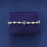 GREEN HONEYCOMB CLOVER BRACELET - SILVER PLATED