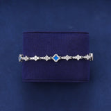 BLUE HONEYCOMB CLOVER BRACELET - SILVER PLATED