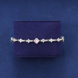 PINK HONEYCOMB CLOVER BRACELET - SILVER PLATED