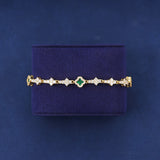GREEN HONEYCOMB CLOVER BRACELET - GOLD PLATED