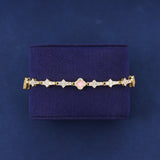 PINK HONEYCOMB CLOVER BRACELET - GOLD PLATED