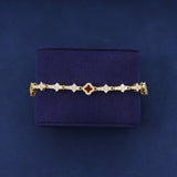 RED HONEYCOMB CLOVER BRACELET - GOLD PLATED
