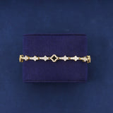 BLACK HONEYCOMB CLOVER BRACELET - GOLD PLATED