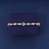 BLUE HONEYCOMB CLOVER BRACELET - GOLD PLATED