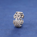 PAVÉ LINK RING - SILVER PLATED