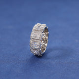 BAGUETTE BAND RING - SILVER PLATED