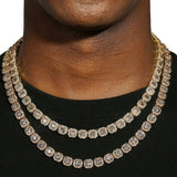 10MM CLUSTERED TENNIS CHAIN & BRACELET SET - GOLD