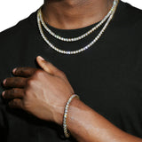 5MM TENNIS CHAIN & BRACELET SET - GOLD