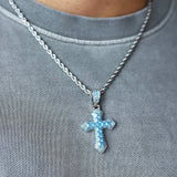 BLUE CROSS PENDANT - SILVER PLATED