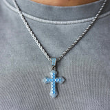 BLUE CROSS PENDANT - SILVER PLATED