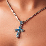 BLUE CROSS PENDANT - SILVER PLATED