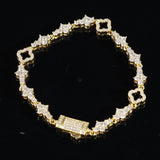 BLACK HONEYCOMB CLOVER BRACELET - GOLD PLATED