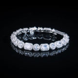 EMERALD CLUSTERED TENNIS BRACELET - SILVER PLATED