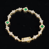 GREEN HONEYCOMB CLOVER BRACELET - GOLD PLATED
