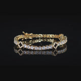 BLACK MOTIF TENNIS BRACELET - GOLD PLATED