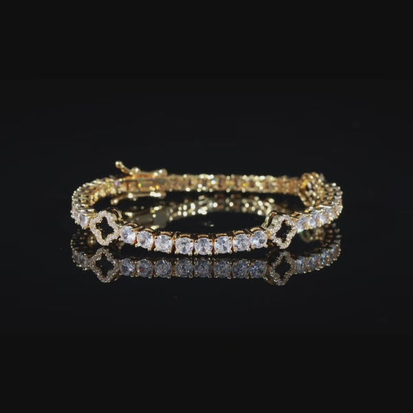 BLACK MOTIF TENNIS BRACELET - GOLD PLATED