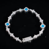 BLUE HONEYCOMB CLOVER BRACELET - SILVER PLATED