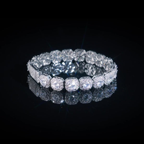10MM CLUSTERED TENNIS BRACELET - SILVER PLATED