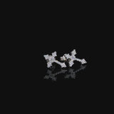 MOISSANITE TAPERED CROSS STUDS - 925 SILVER - VVS1