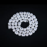 EMERALD CLUSTERED TENNIS CHAIN - SILVER PLATED