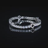 BLACK MOTIF TENNIS BRACELET - SILVER PLATED