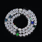MULTICOLOR DIAMOND TENNIS CHAIN – SILVER PLATED