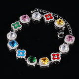 GEMSTONE FLOWER BRACELET – SILVER PLATED