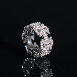 PAVÉ LINK RING - SILVER PLATED