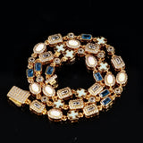 6MM BLUE GEMSTONE CHAIN – GOLD PLATED