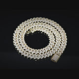 12MM DIAMOND PRONG LINK CHAIN - GOLD PLATED