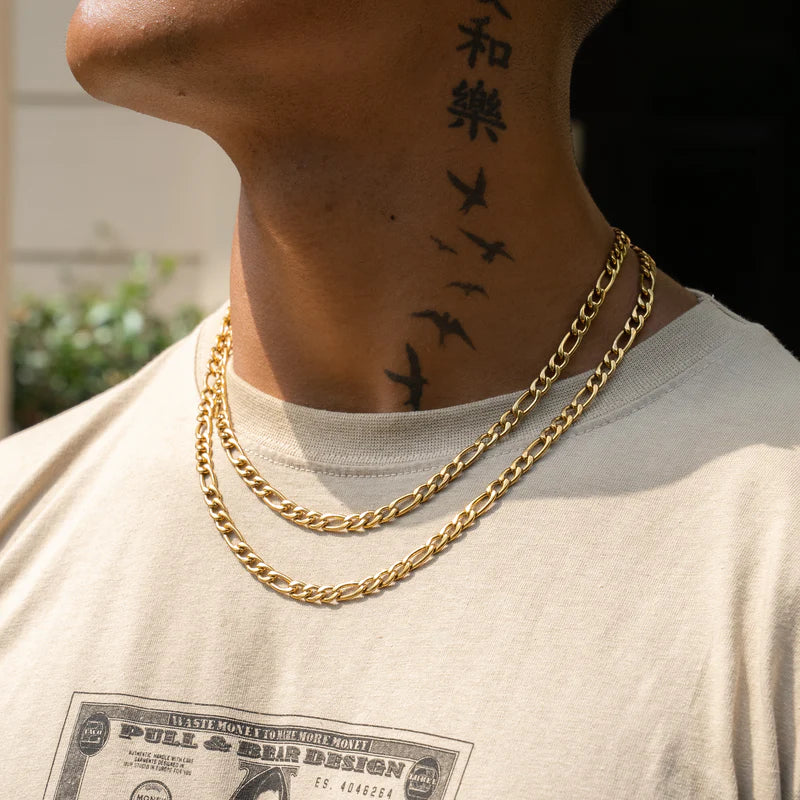 6MM FIGARO CHAIN - GOLD PLATED