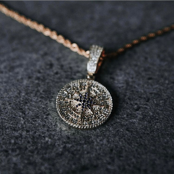 ICED COMPASS PENDANT - GOLD PLATED